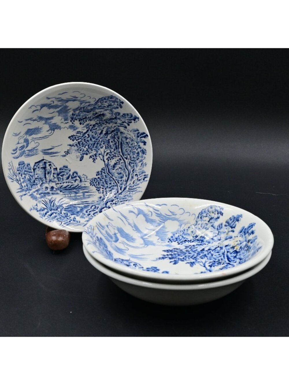 Enoch Wedgwood Countryside Fruit Berry Dessert Bowls 5" Set Of 3 England Vintage